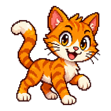 Gato laranja em pixel art